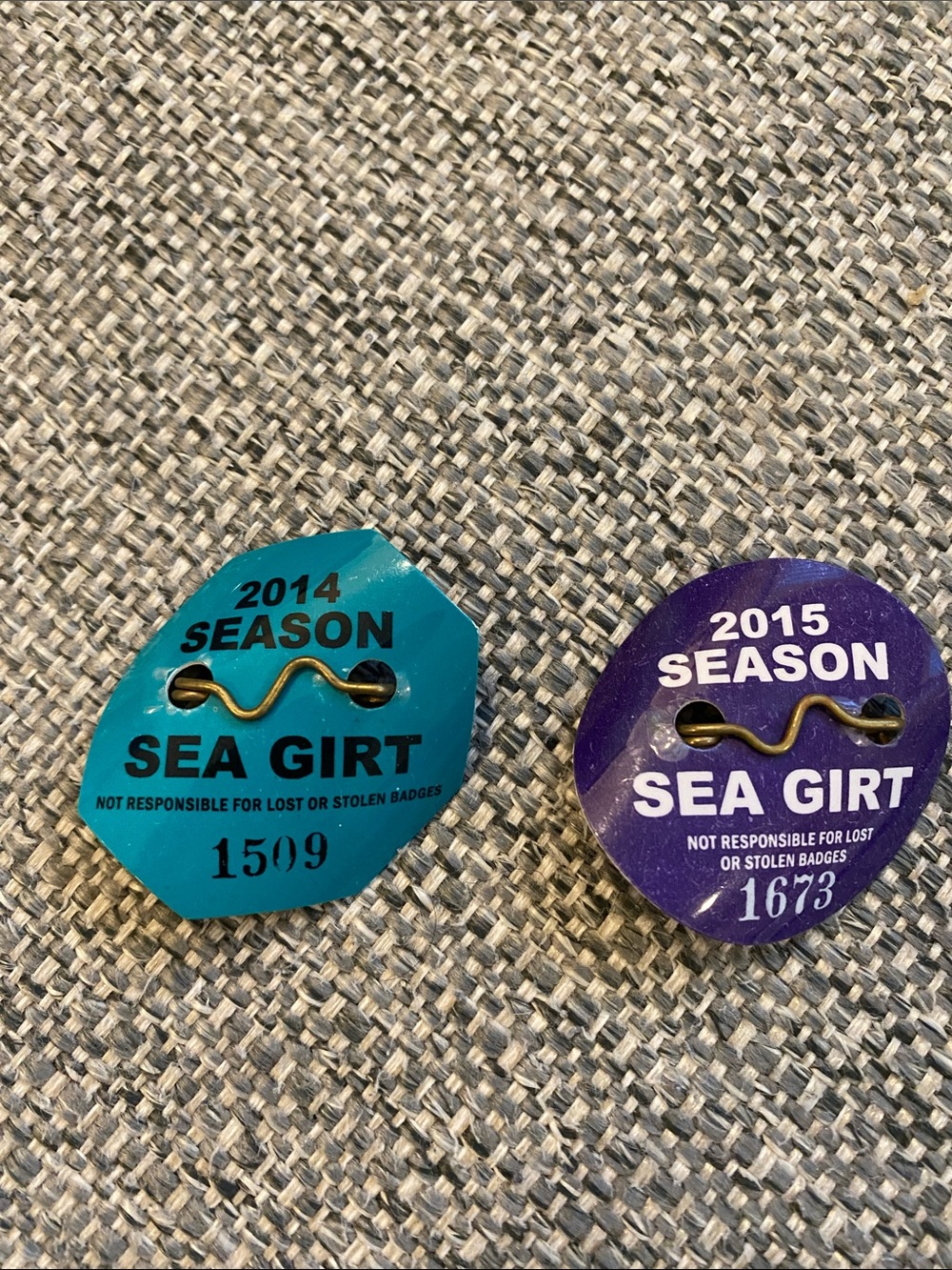 2014 and 2015 Sea Girt NJ Beach Badges